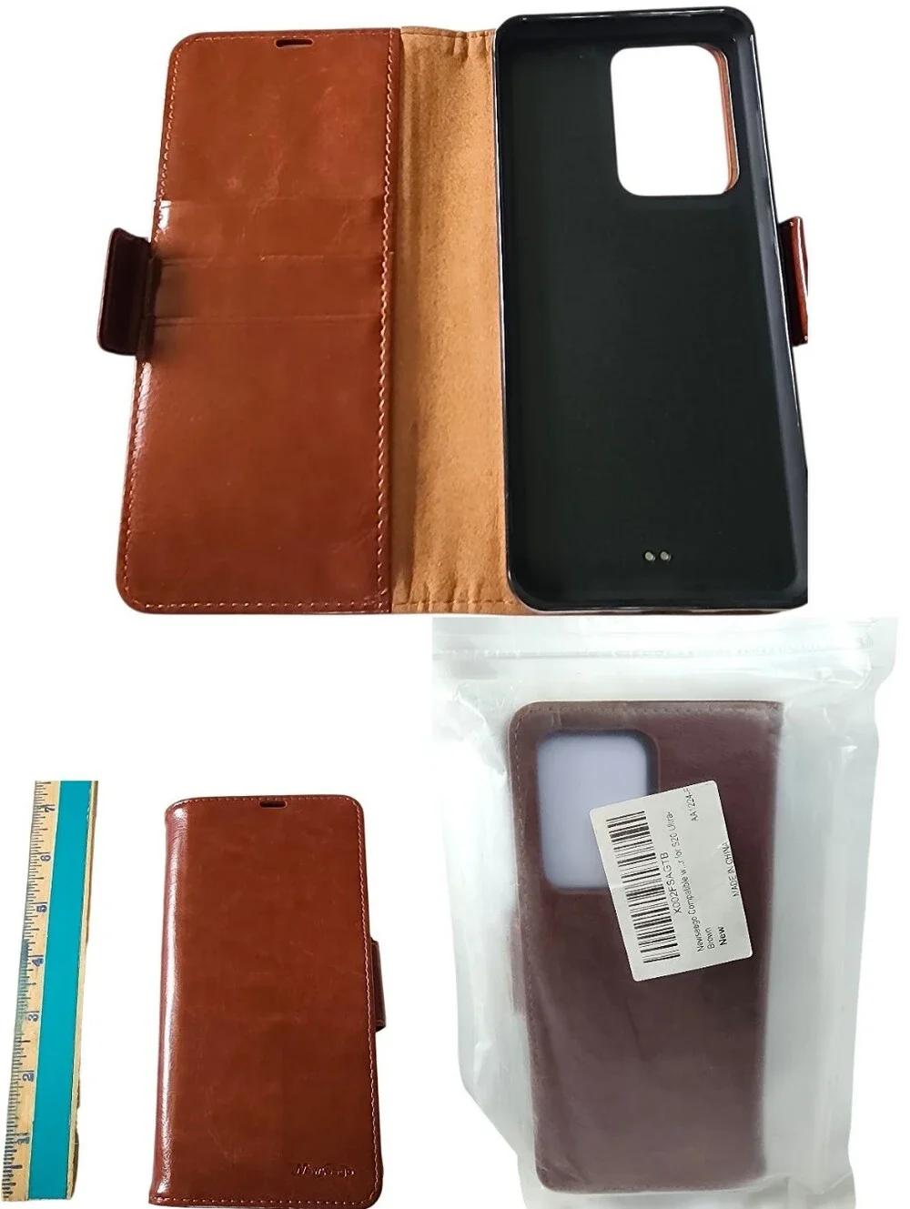 Newseego Tan Leather Wallet Case For Samsung S20 Ultra